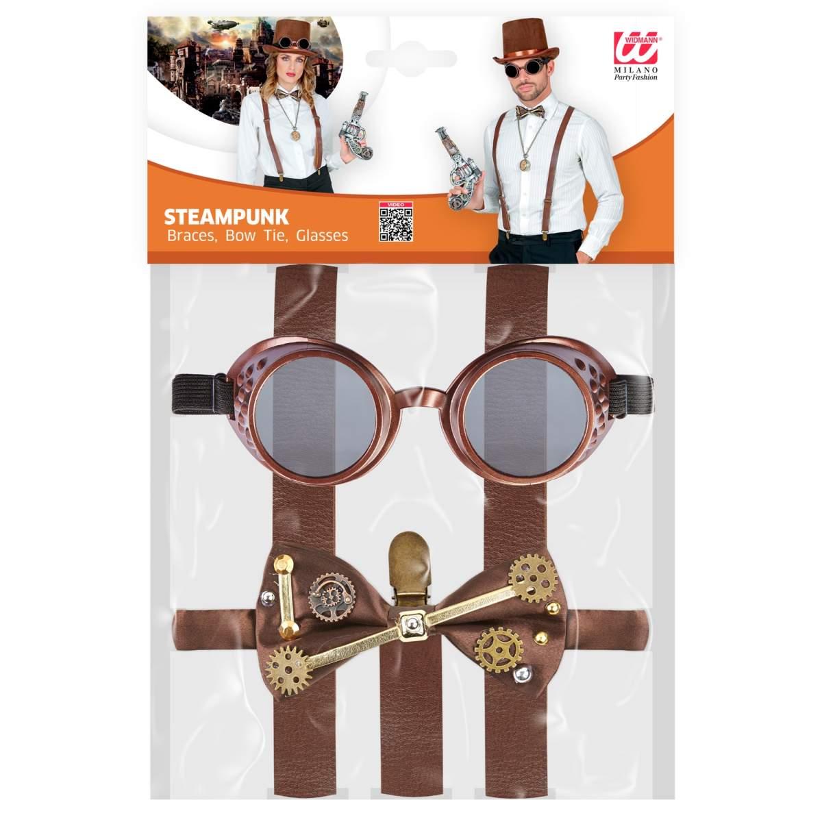 Steampunk con Bretelle Occhiali Papillon |Widmann