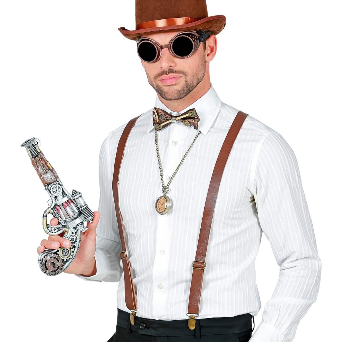 Steampunk con Bretelle Occhiali Papillon |Widmann