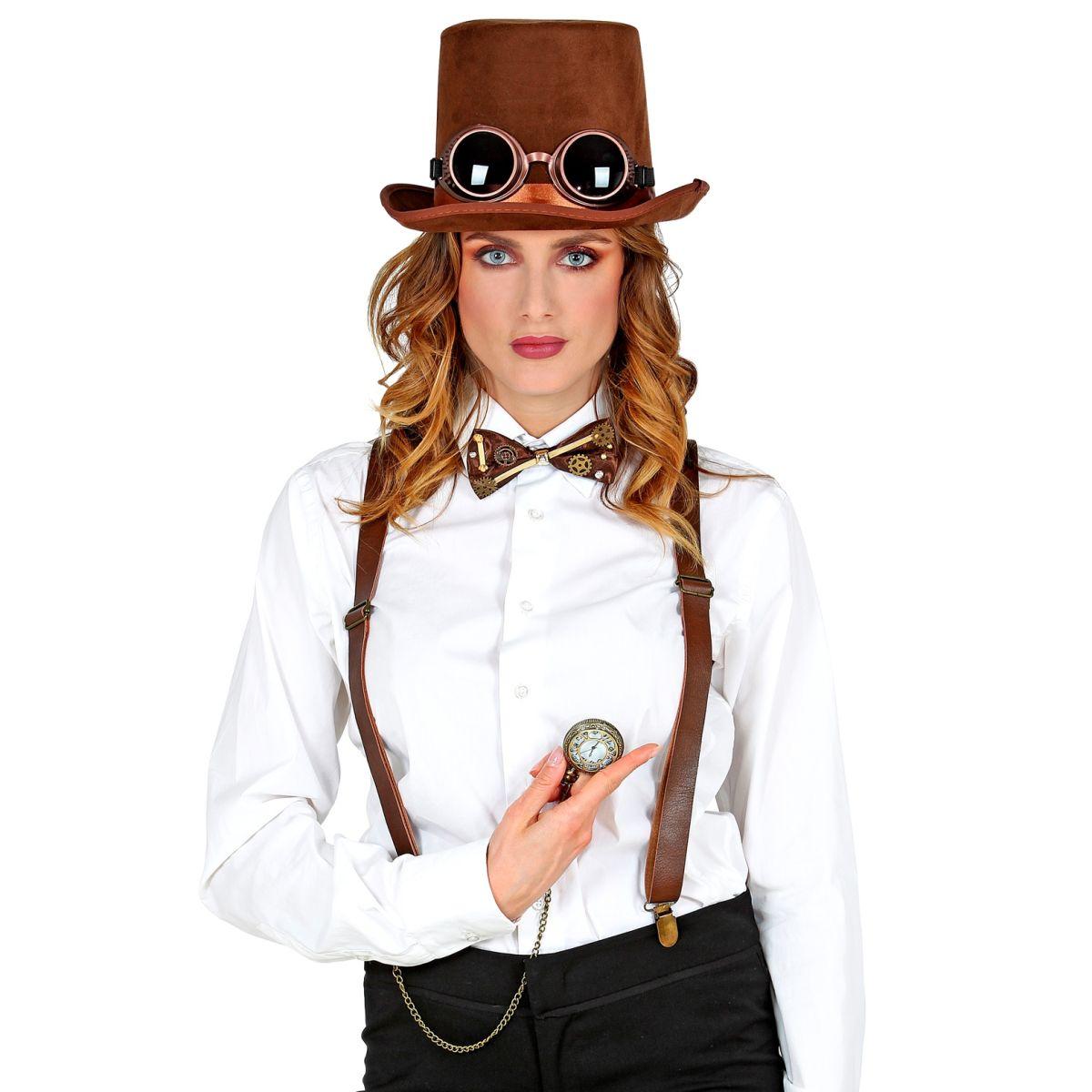 Steampunk con Bretelle Occhiali Papillon |Widmann