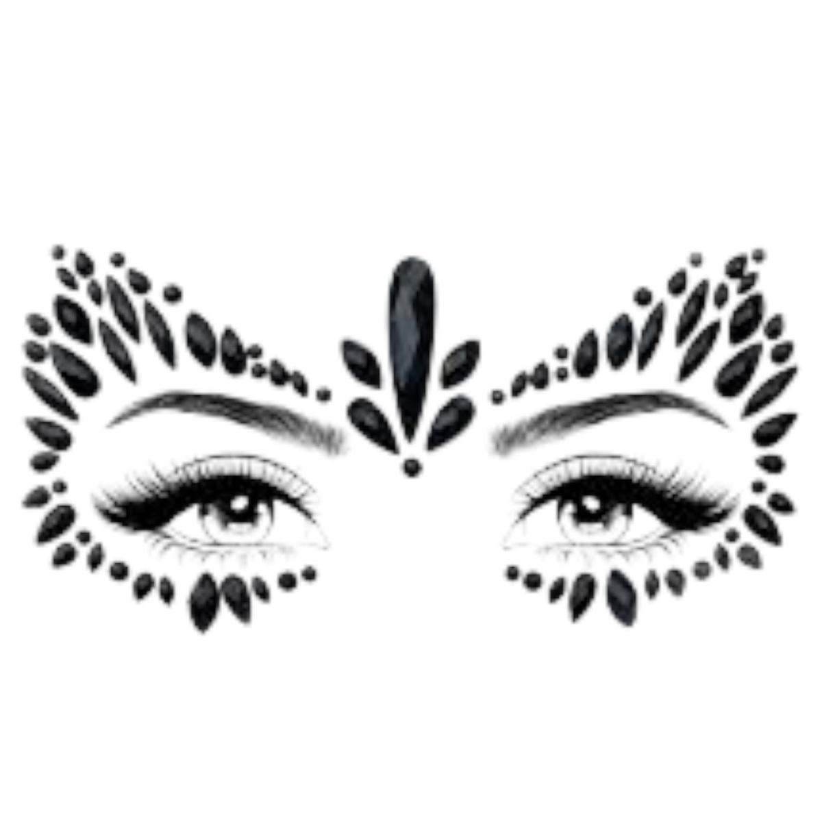 Trucco Decorazioni Adesive Viso Gemme Nere |Smiffys