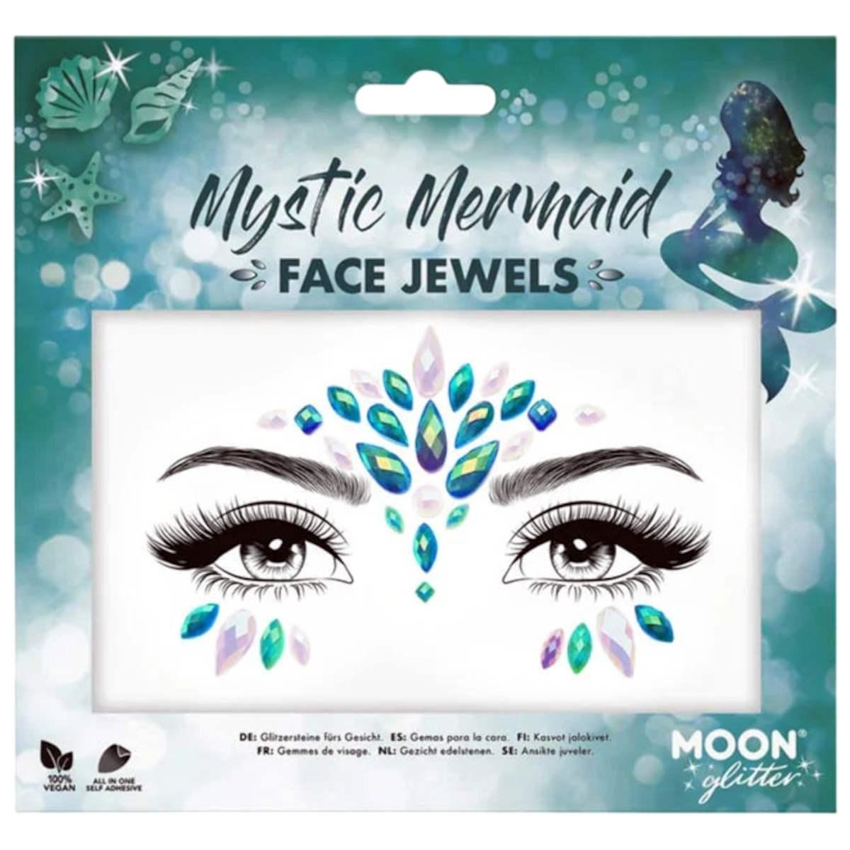 Trucco Decorazioni Adesive Viso Gemme Azzurro Bianco |Smiffys