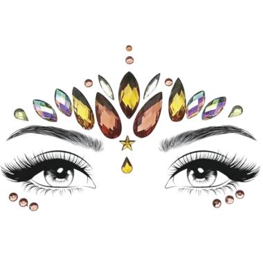 Trucco Decorazioni Adesive Viso Gemme Gialle |Smiffys