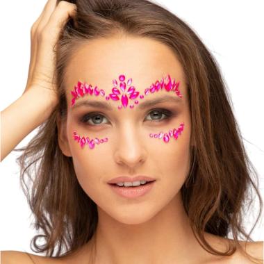 Trucco Decorazioni Adesive Viso Gemme Rosa |Smiffys