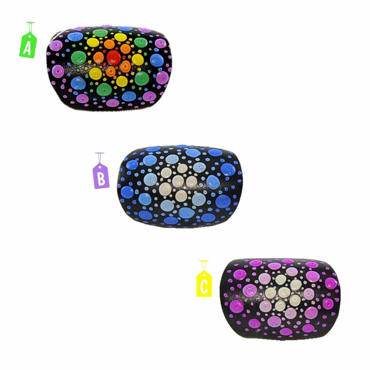 Anello Legno Nero con Cerchi Puntinati 4 Colori |Carnival Toys