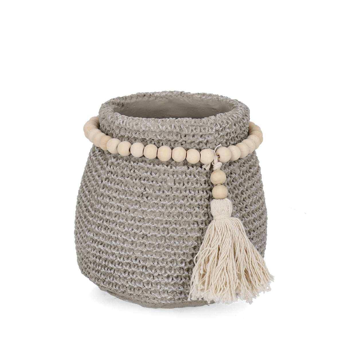 Vaso Ceramica Xavier Grigio con Collana cm.ÃƒÂ˜16x15 | Bizzotto