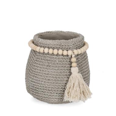 Vaso Ceramica Xavier Grigio con Collana cm.ÃƒÂ˜17,5 | Bizzotto