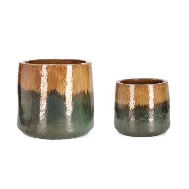 Portavaso Terracotta Thran Verde Ocra cm.ÃƒÂ˜35x32 | Bizzotto