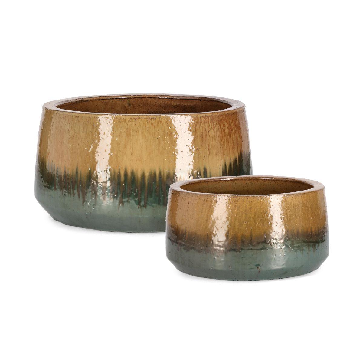 Portavaso Terracotta Thran Verde Ocra cm.ÃƒÂ˜49x24 | Bizzotto