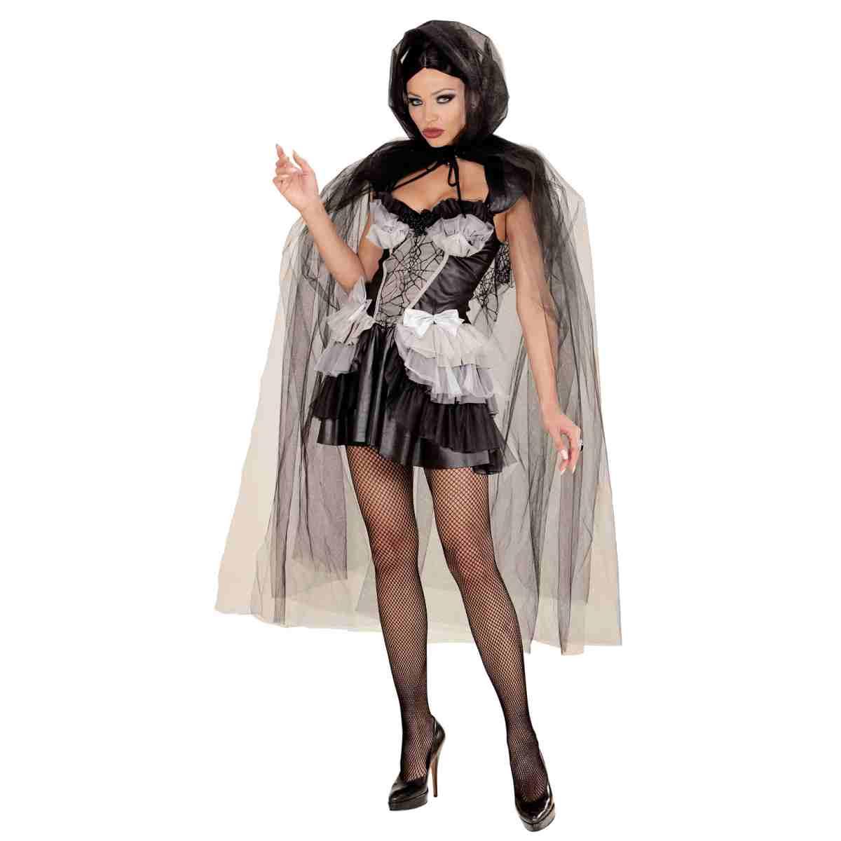 Mantello cm.130 Nero Tulle con Cappuccio |Widmann