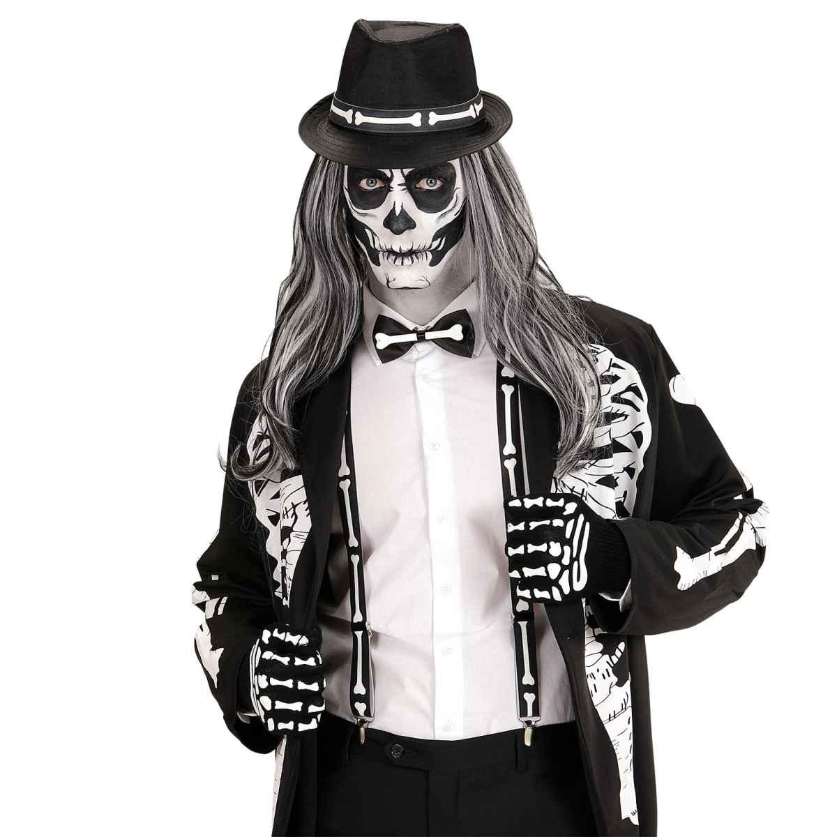 Scheletro con Bretelle Papillon Guanti e Cappello Set pz.4 |Widmann