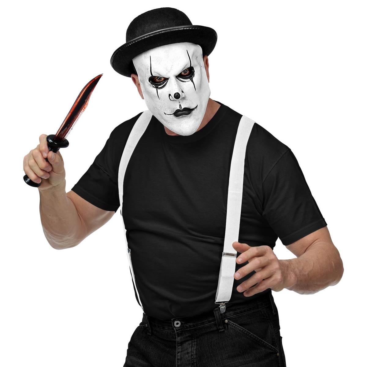 Maschera Viso Lattice Horror Volto Bianco con Cappello |Widmann
