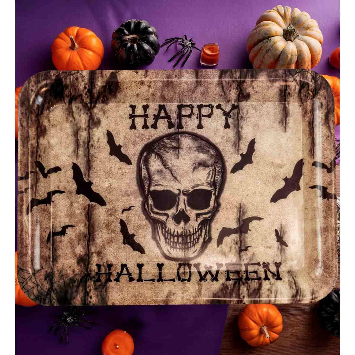 Vassoio Halloween PVC con Teschio cm.33x24 |Widmann