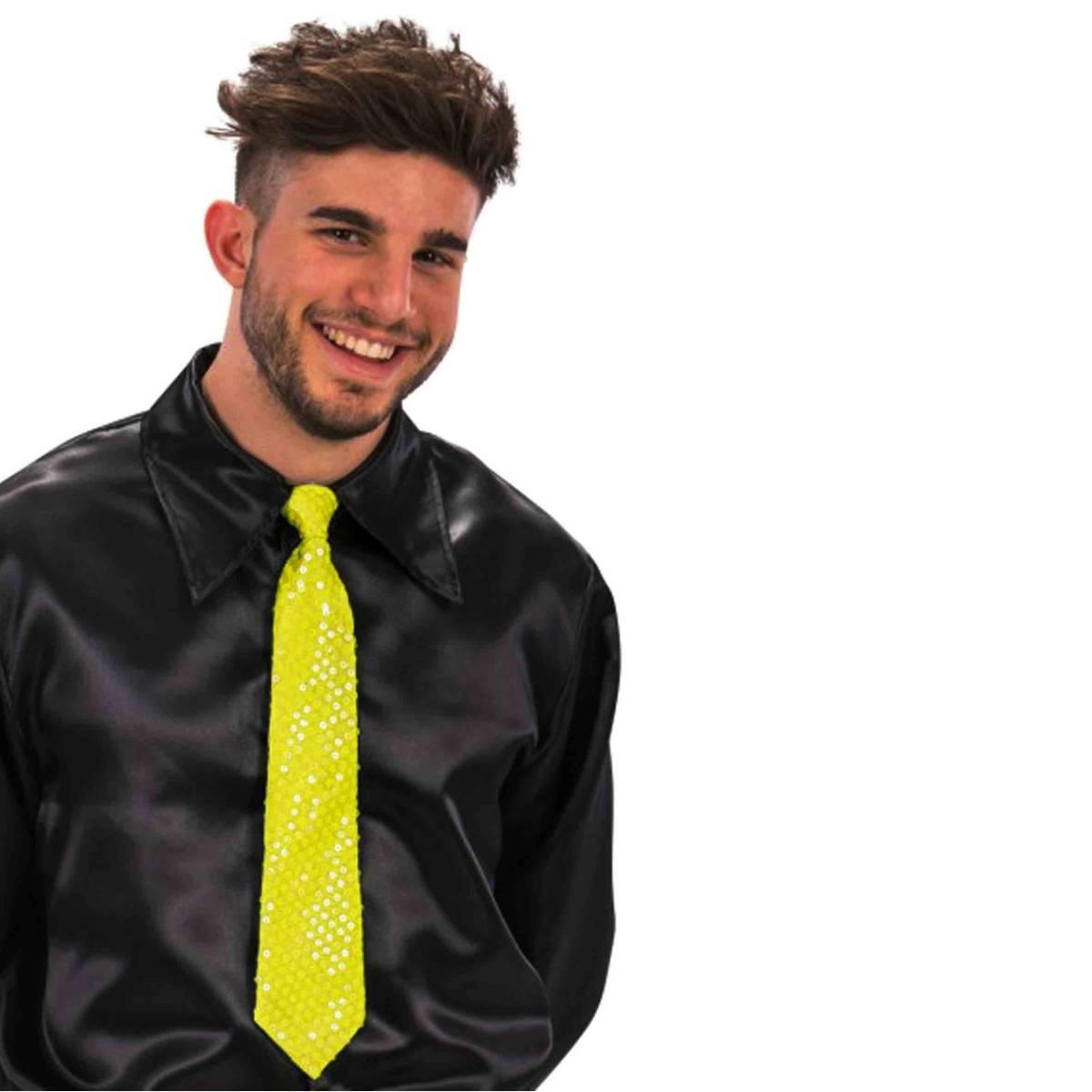 Cravatta gialla con paillettes
