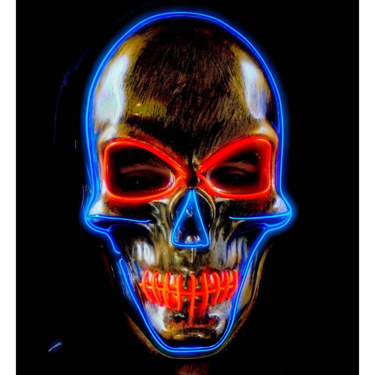 Maschera Viso PVC Horror Scheletro con Luce Blu |Widmann