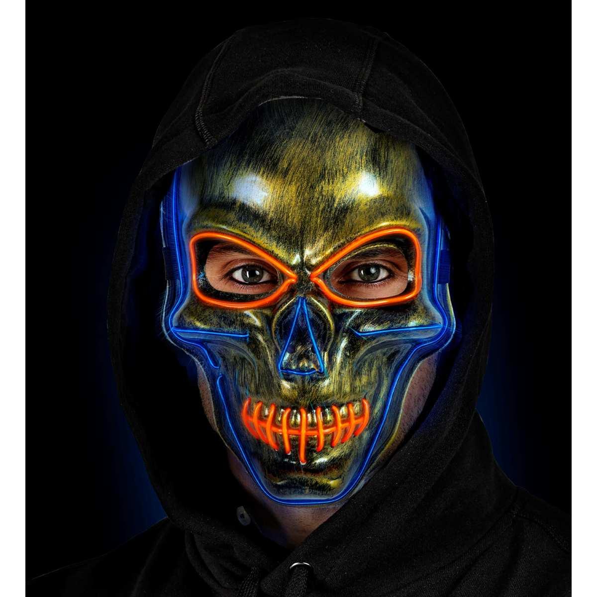 Maschera Viso PVC Horror Scheletro con Luce Blu |Widmann