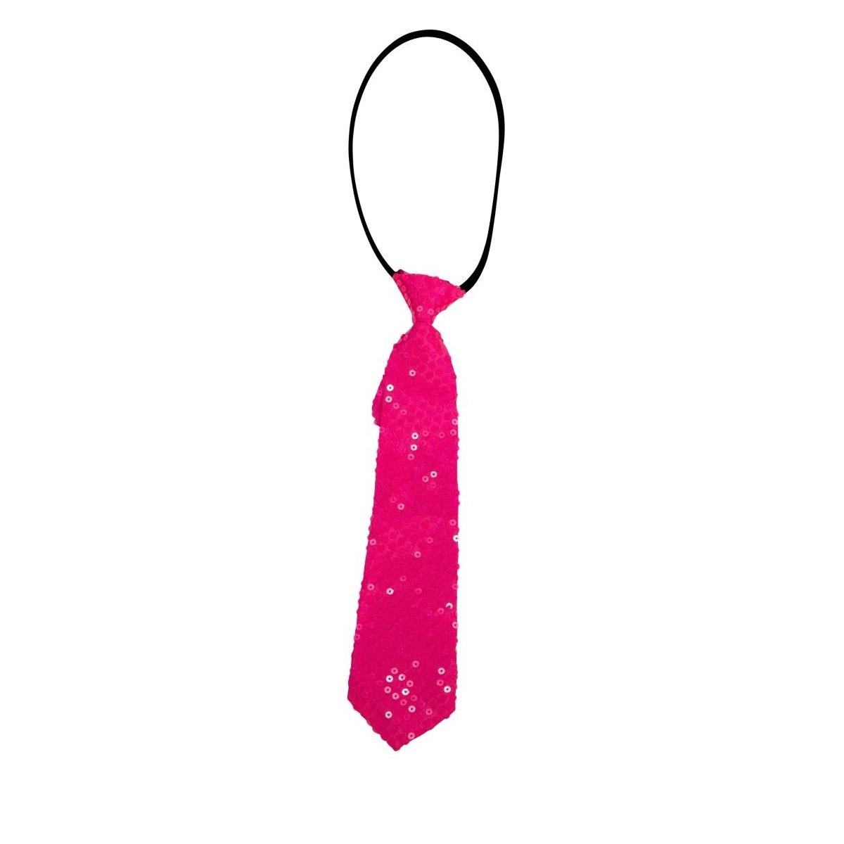 Cravatta in tessuto con paillettes rosa fucsia