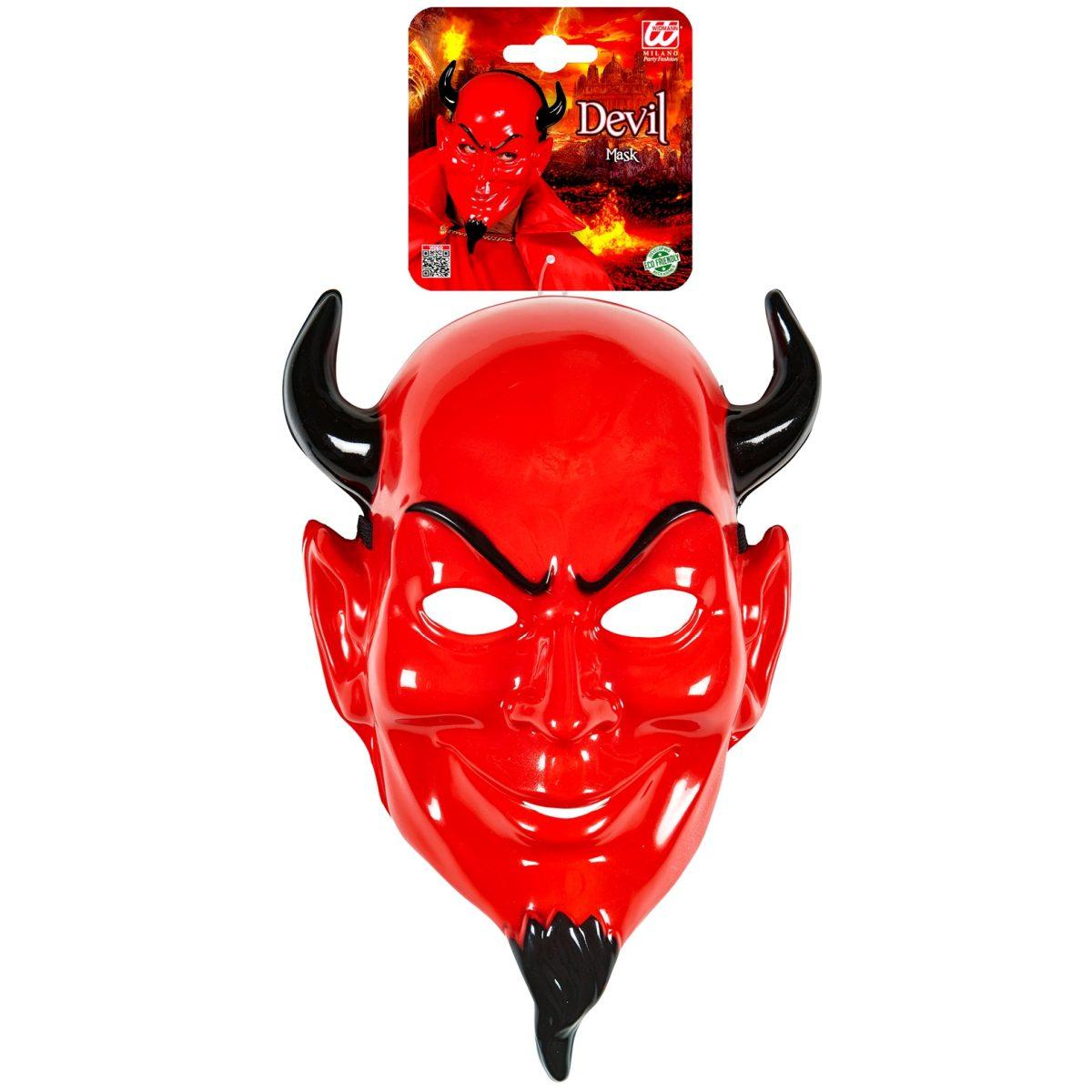 Maschera Viso PVC Horror Diavolo con Corna |Widmann