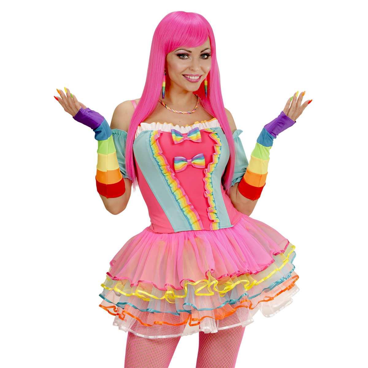 Guanti Lunghi Arcobaleno Senza Dita cm.33 |Widmann