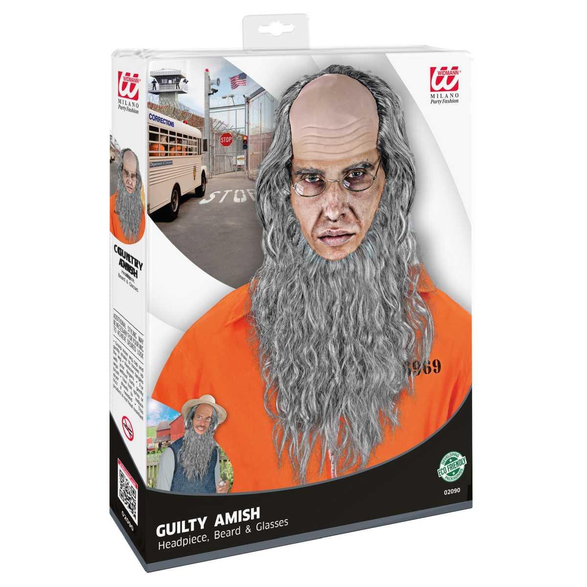 Parrucca Amish con Calotta Barba e Occhiali |Widmann