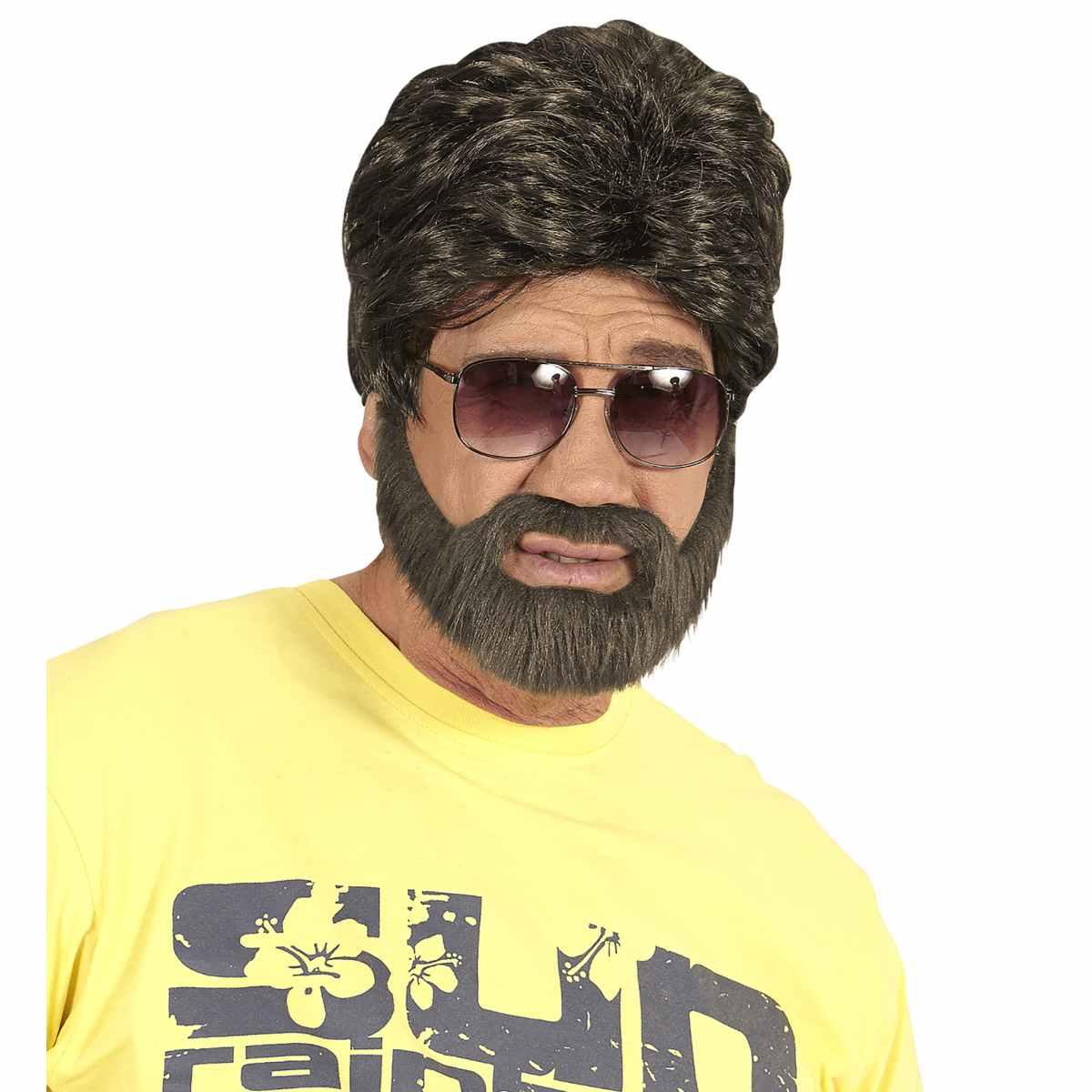 Parrucca Castana Player con Barba |Widmann