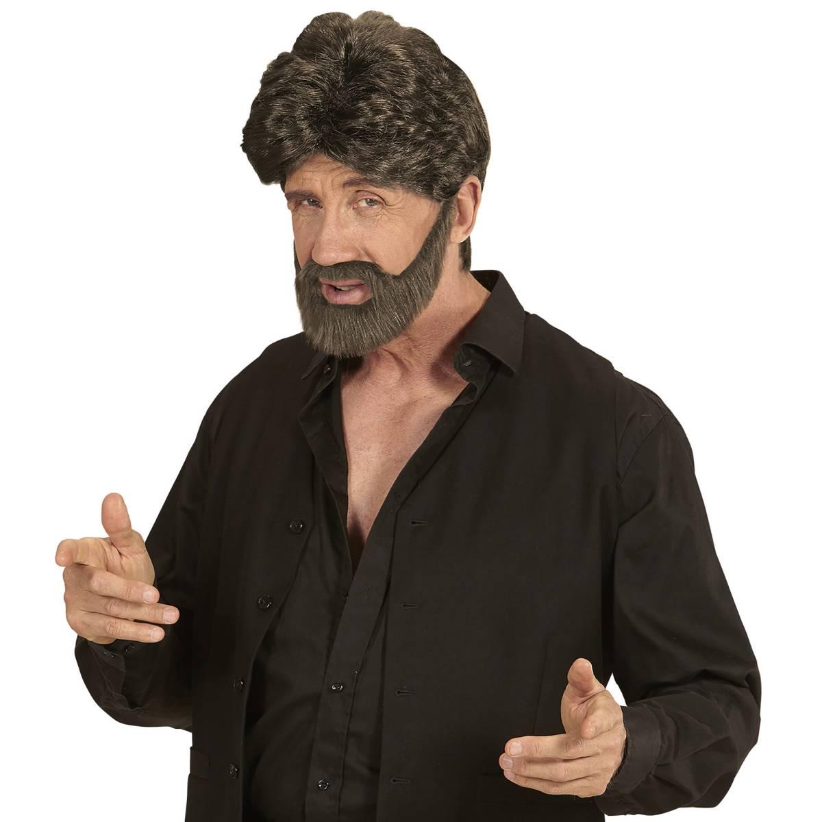 Parrucca Castana Player con Barba |Widmann