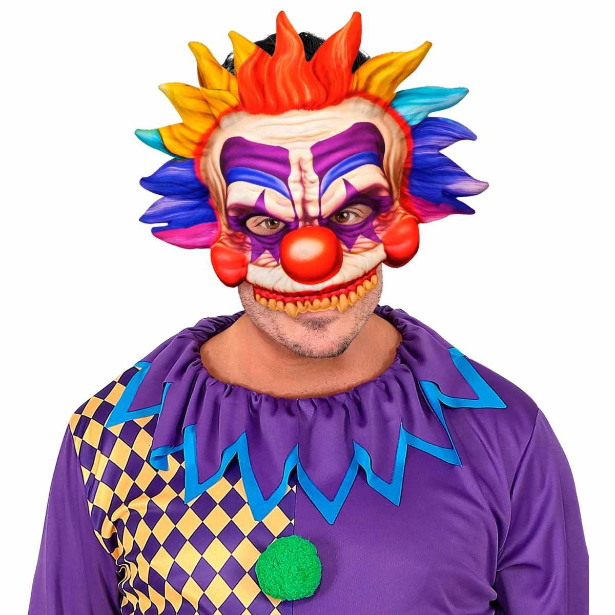 Maschera Viso Horror Clown Killer Tessuto |Widmann