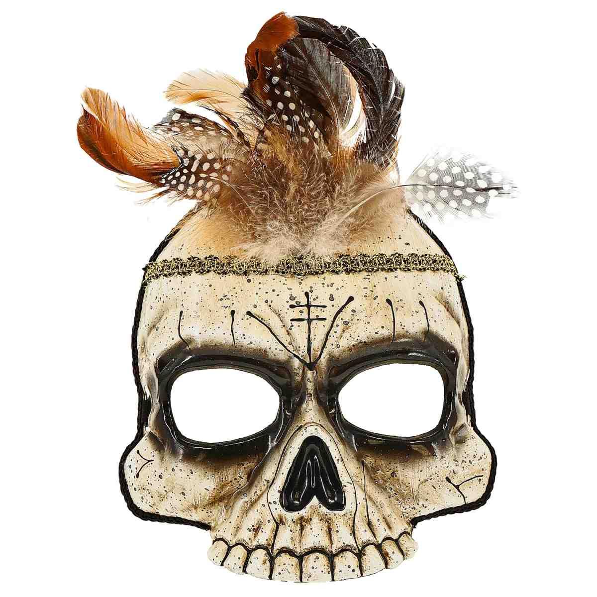 Maschera Viso Horror Tessuto Teschio Voodoo |Widmann