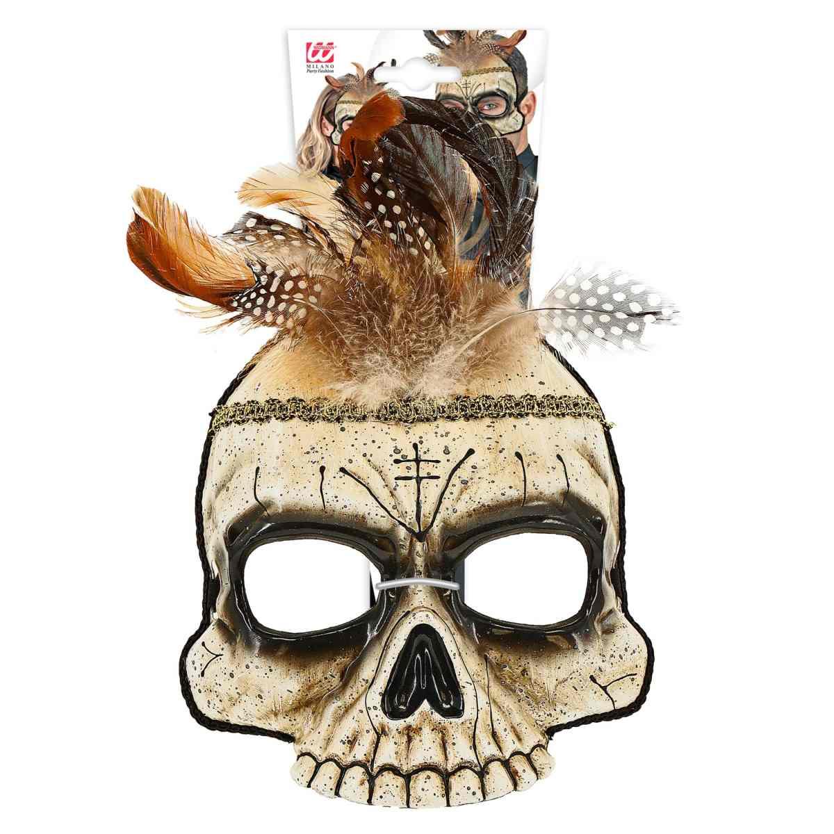 Maschera Viso Horror Tessuto Teschio Voodoo |Widmann