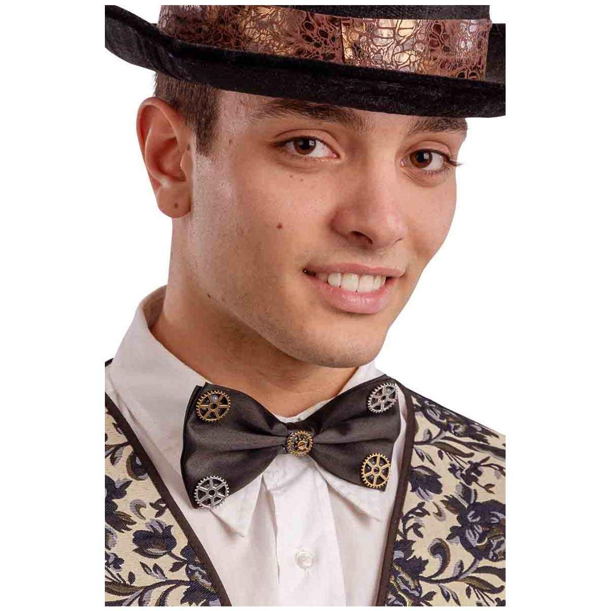 Papillon Steampunk Nero con Ingranaggi |Carnival Toys