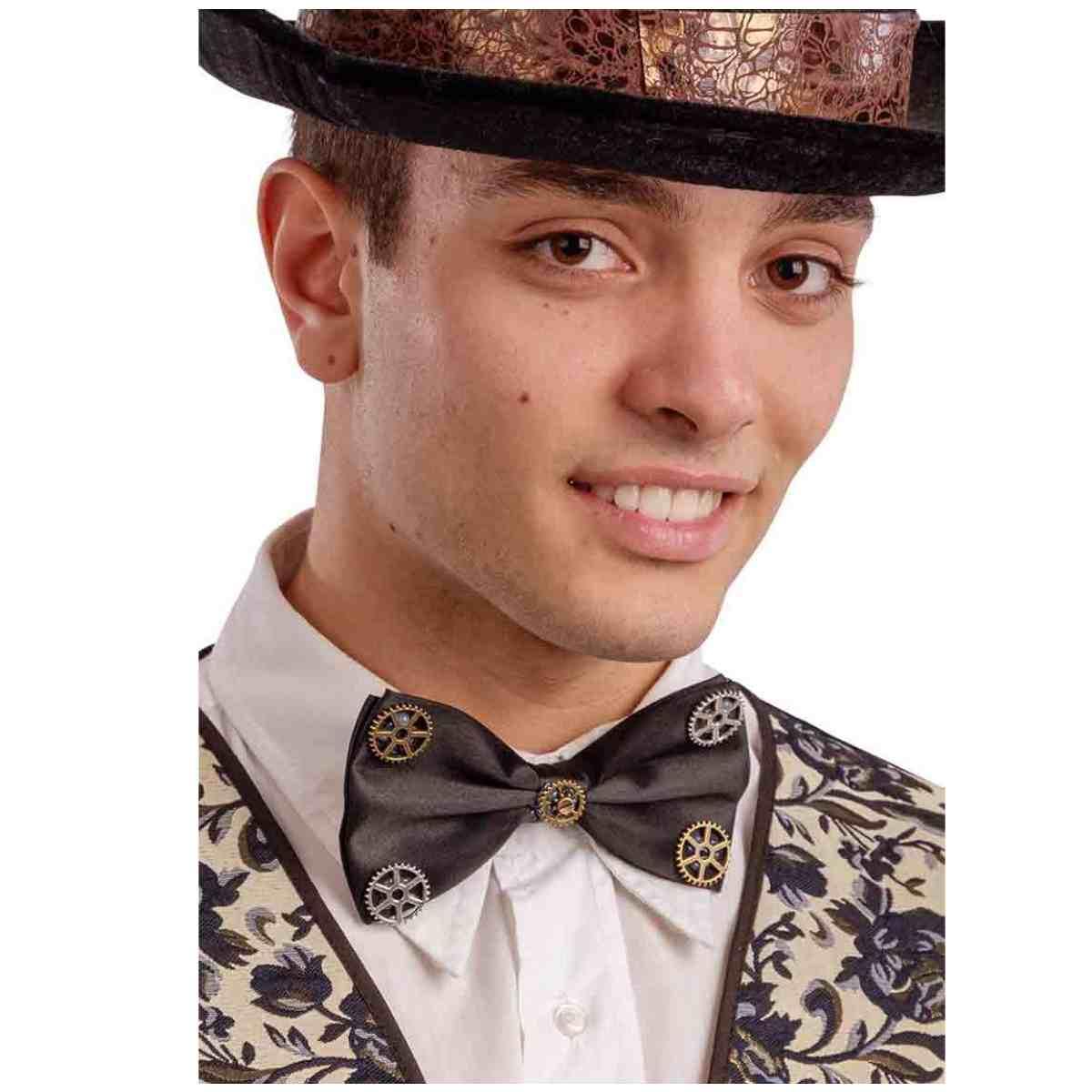 Papillon Steampunk Nero con Ingranaggi |Carnival Toys