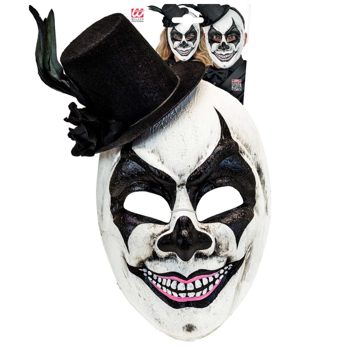 Maschera Viso PVC Horror Commedia dell'Arte con Cappello |Widmann