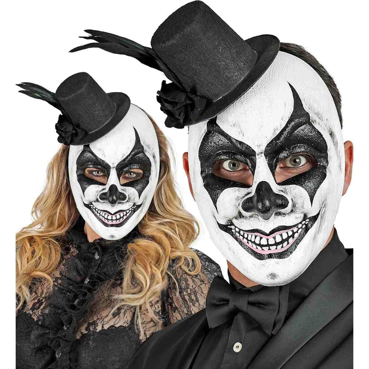 Maschera Viso PVC Horror Commedia dell'Arte con Cappello |Widmann