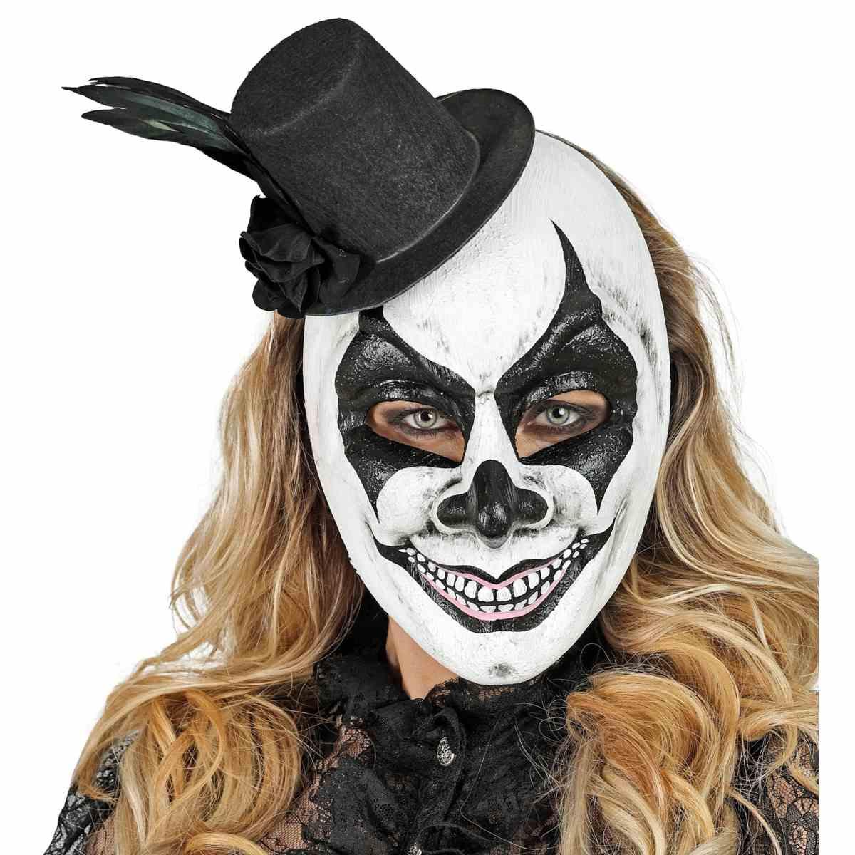 Maschera Viso PVC Horror Commedia dell'Arte con Cappello |Widmann