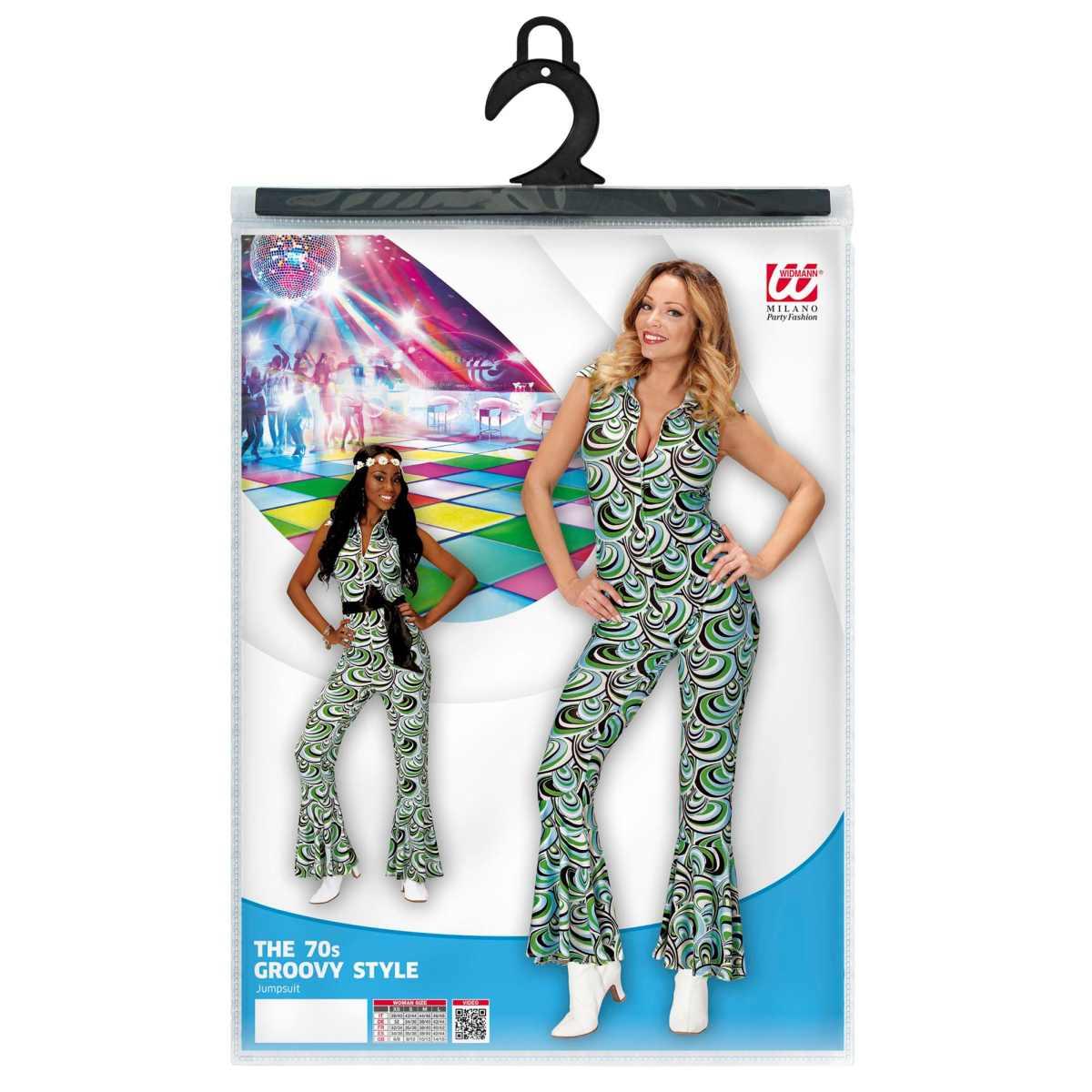 Costume Tuta Disco Anni '70 Waves Verde |Widmann
