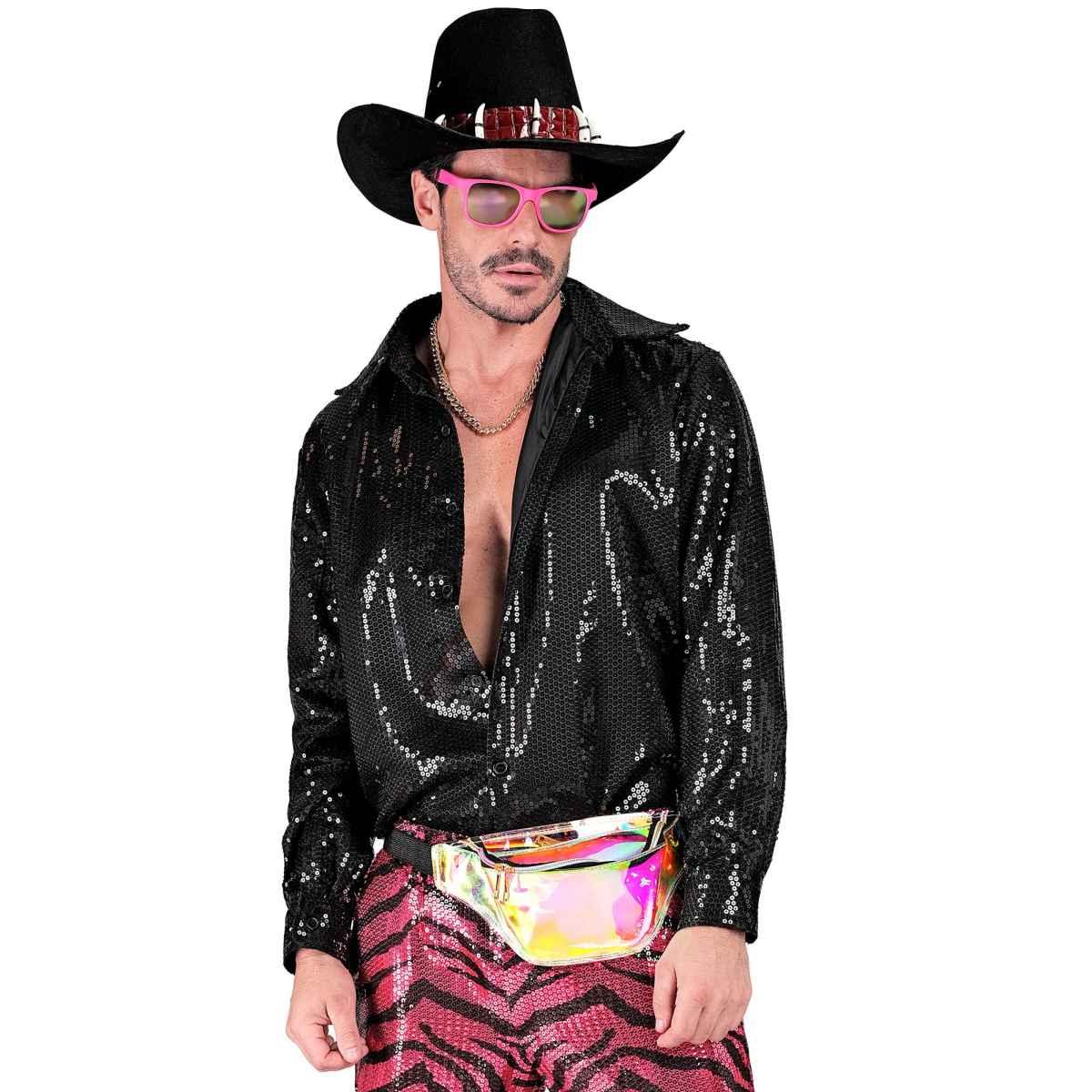 Camicia Nera Disco Paillettes |Widmann
