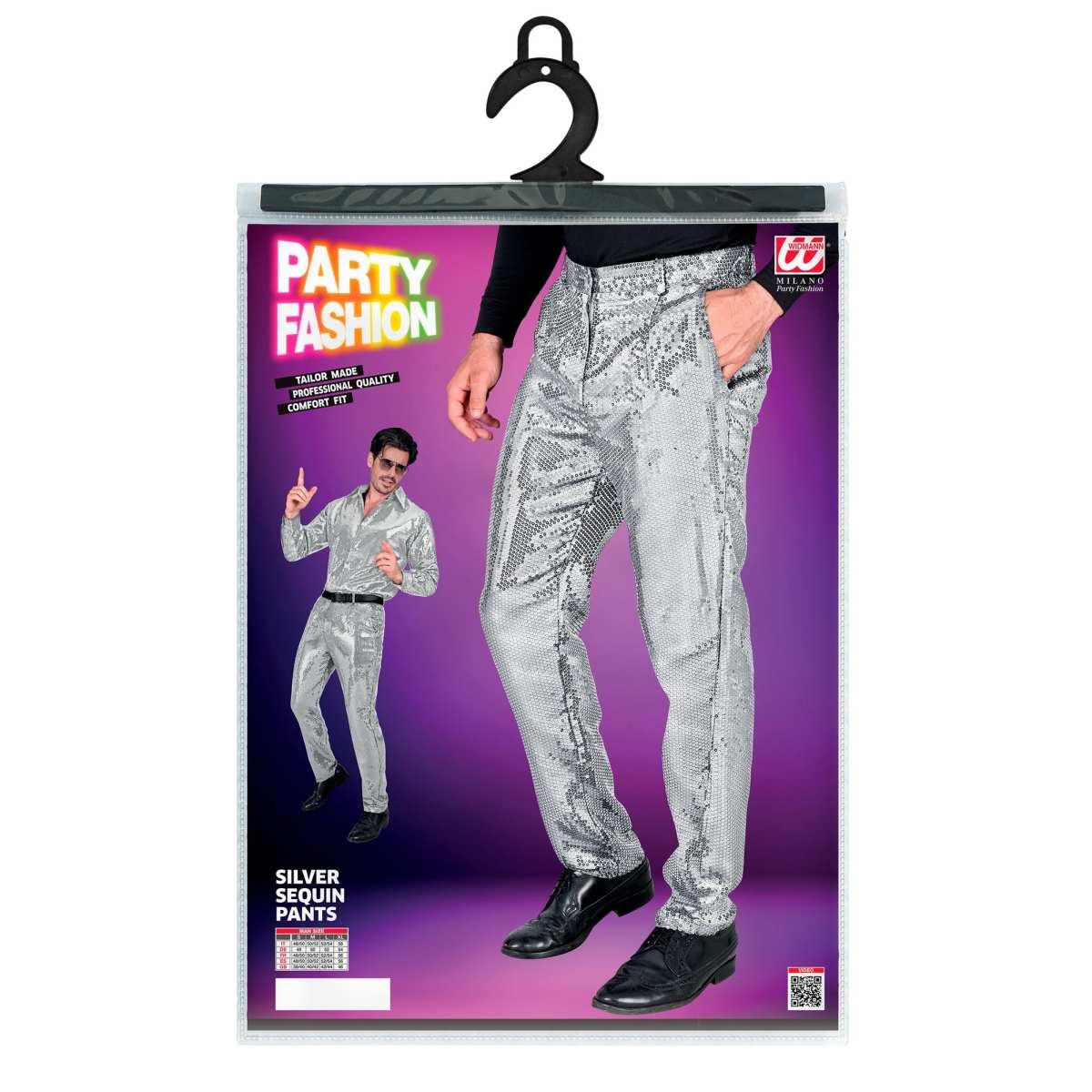 Pantaloni Anni Party Disco Argento con Paillettes |Widmann