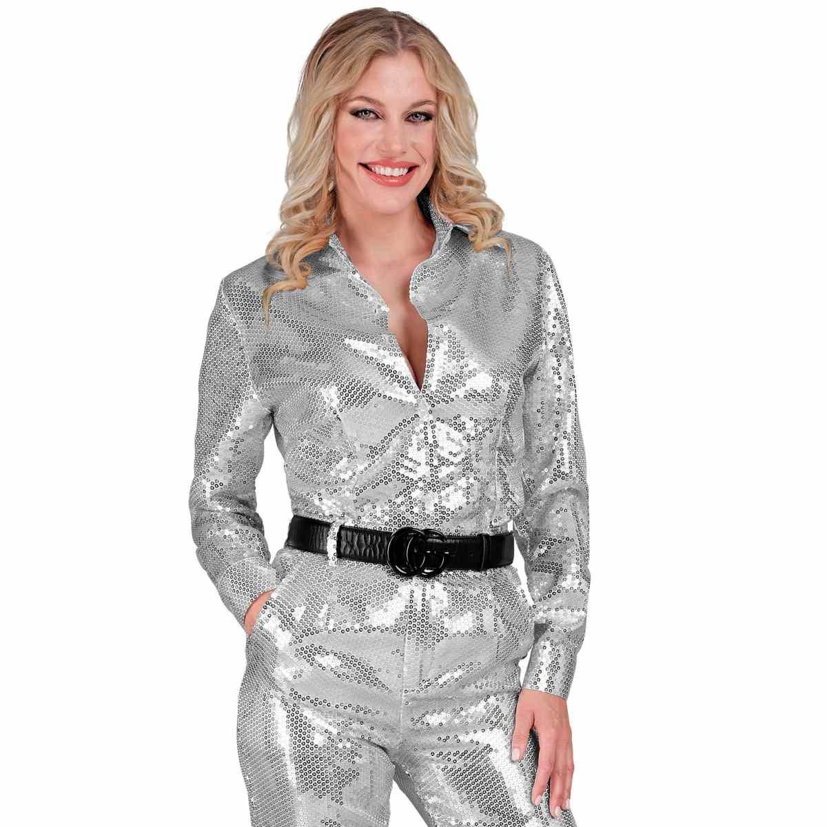 Camicia Party Disco Paillettes Argento |Widmann