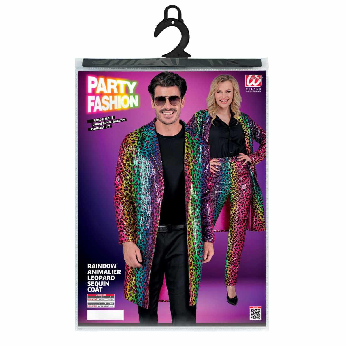 Cappotto Party Disco Animalier Leopardato Arcobaleno |Widmann