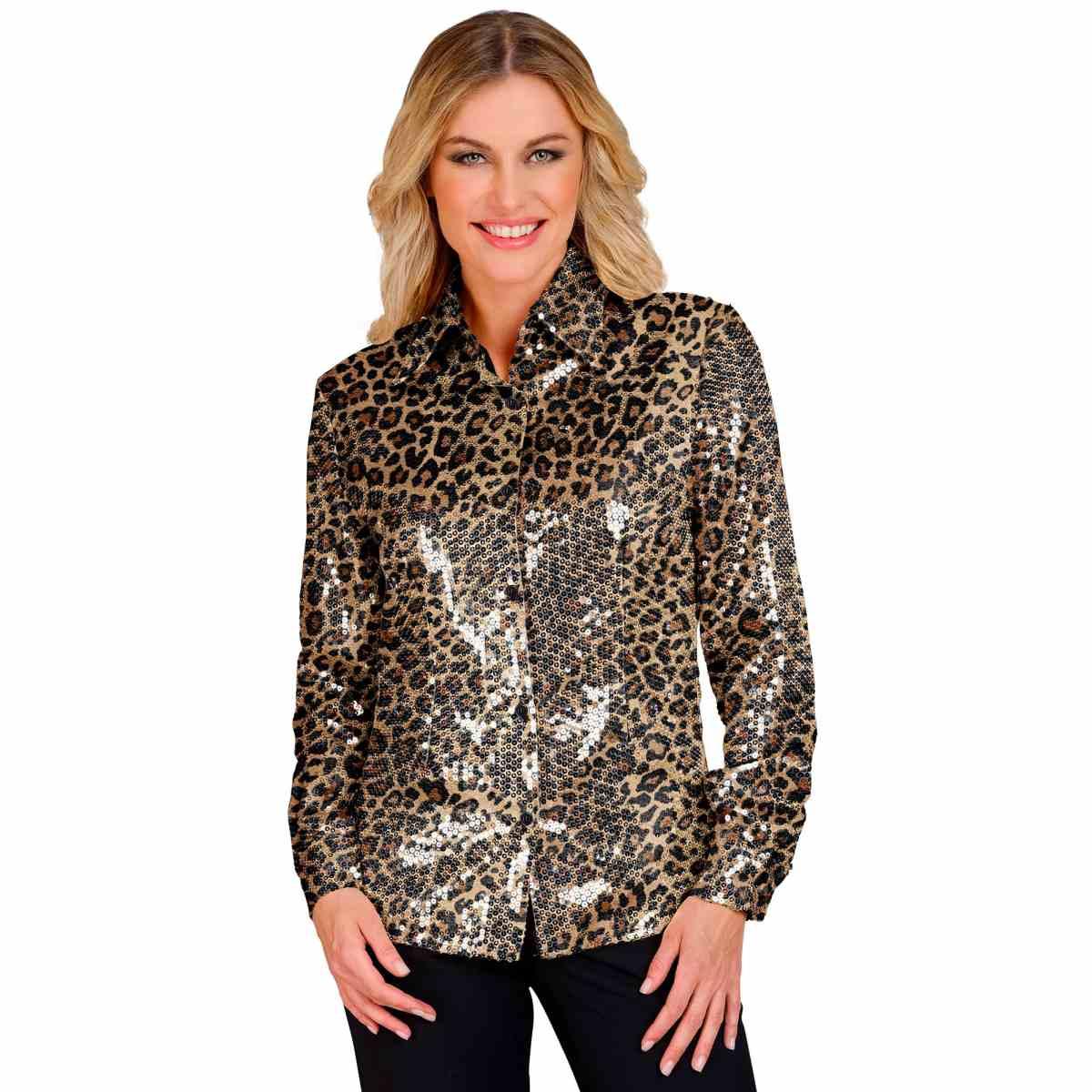 Camicia Party Disco Paillettes Animalier Leopardo |Widmann