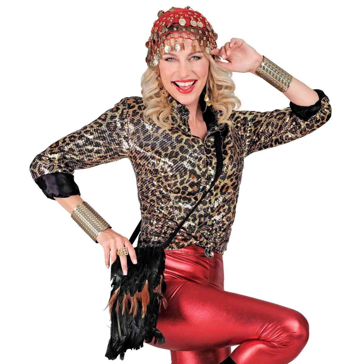 Camicia Party Disco Paillettes Animalier Leopardo |Widmann