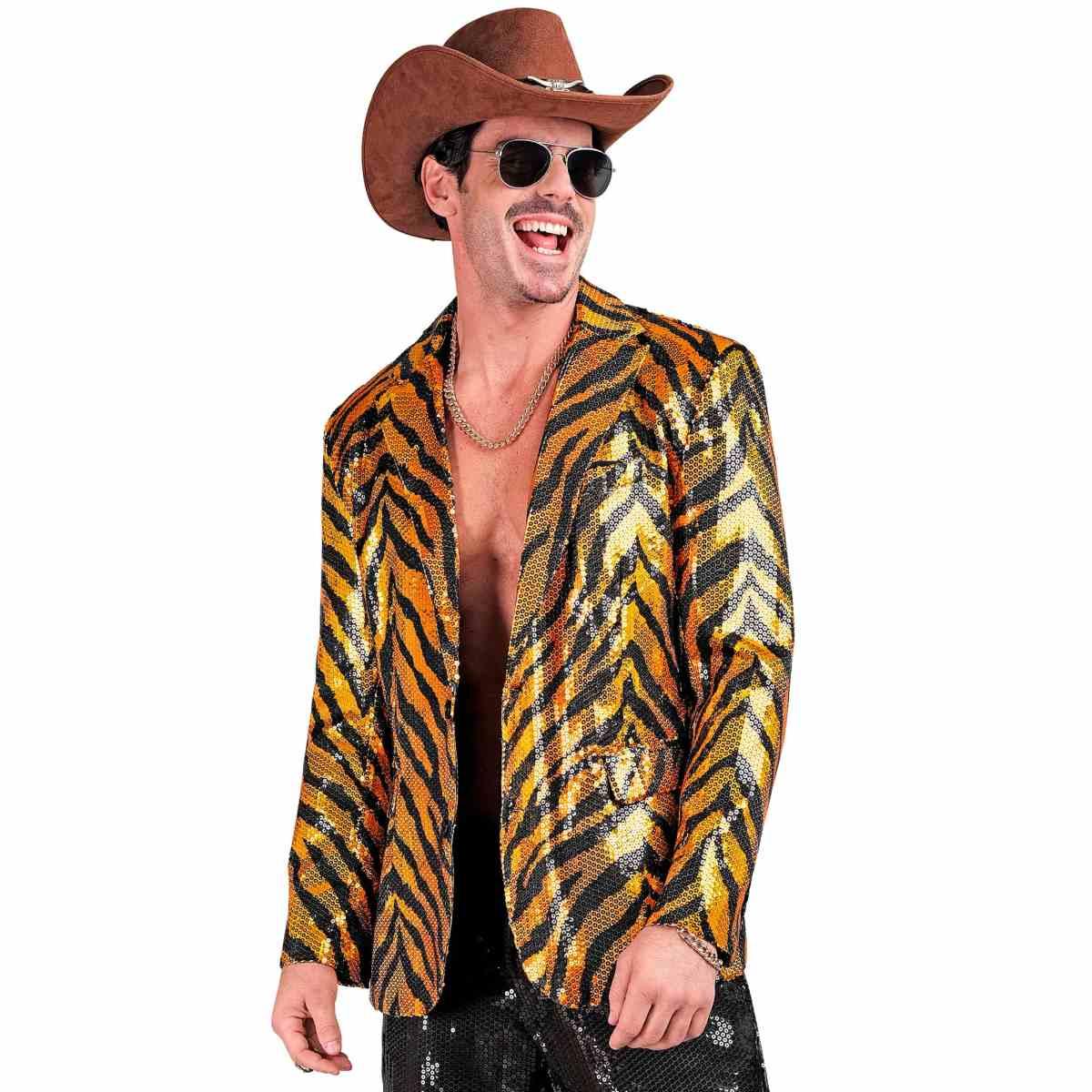 Giacca Party Disco Animalier Tigrata Paillettes |Widmann