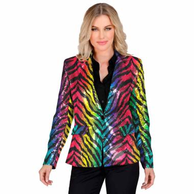 Giacca Party Disco Animalier Zebrata Paillettes Multicolor |Widmann