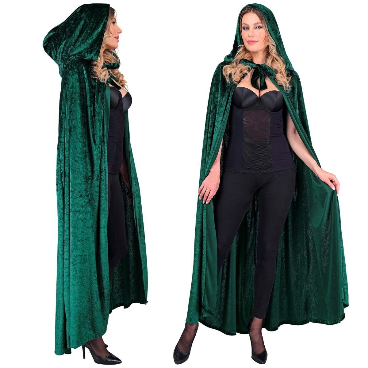 Mantello cm.140 Verde Velluto con Cappuccio |Widmann