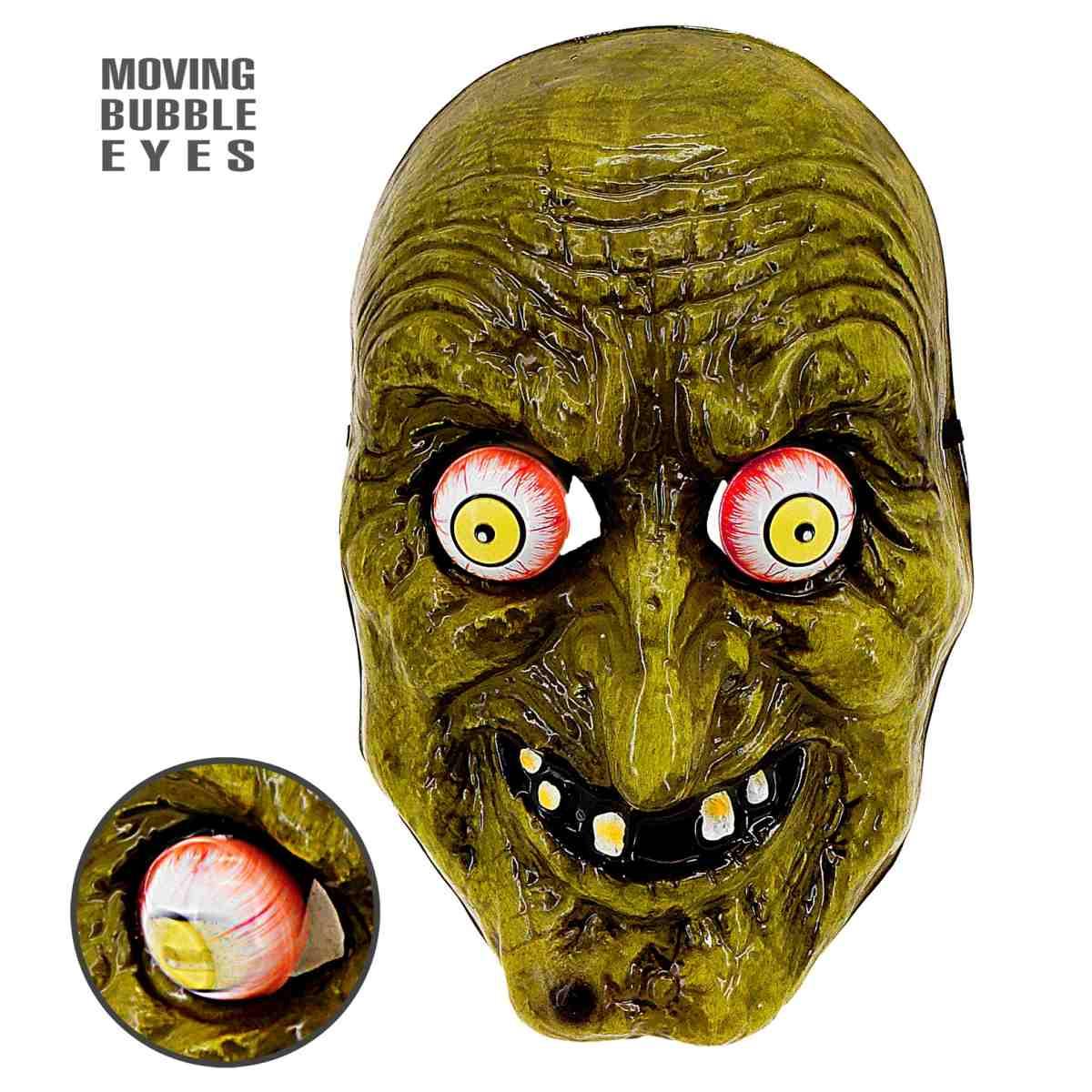 Maschera Viso PVC Horror Strega con Occhi Spalancati |Widmann