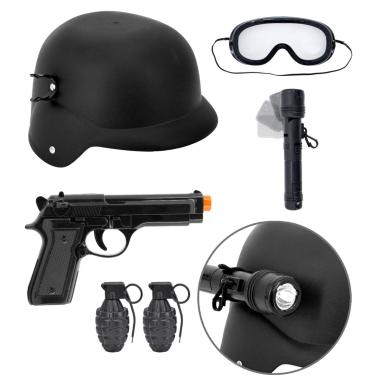 S.W.A.T Casco Occhiali e Armi Set pz.5 |Widmann
