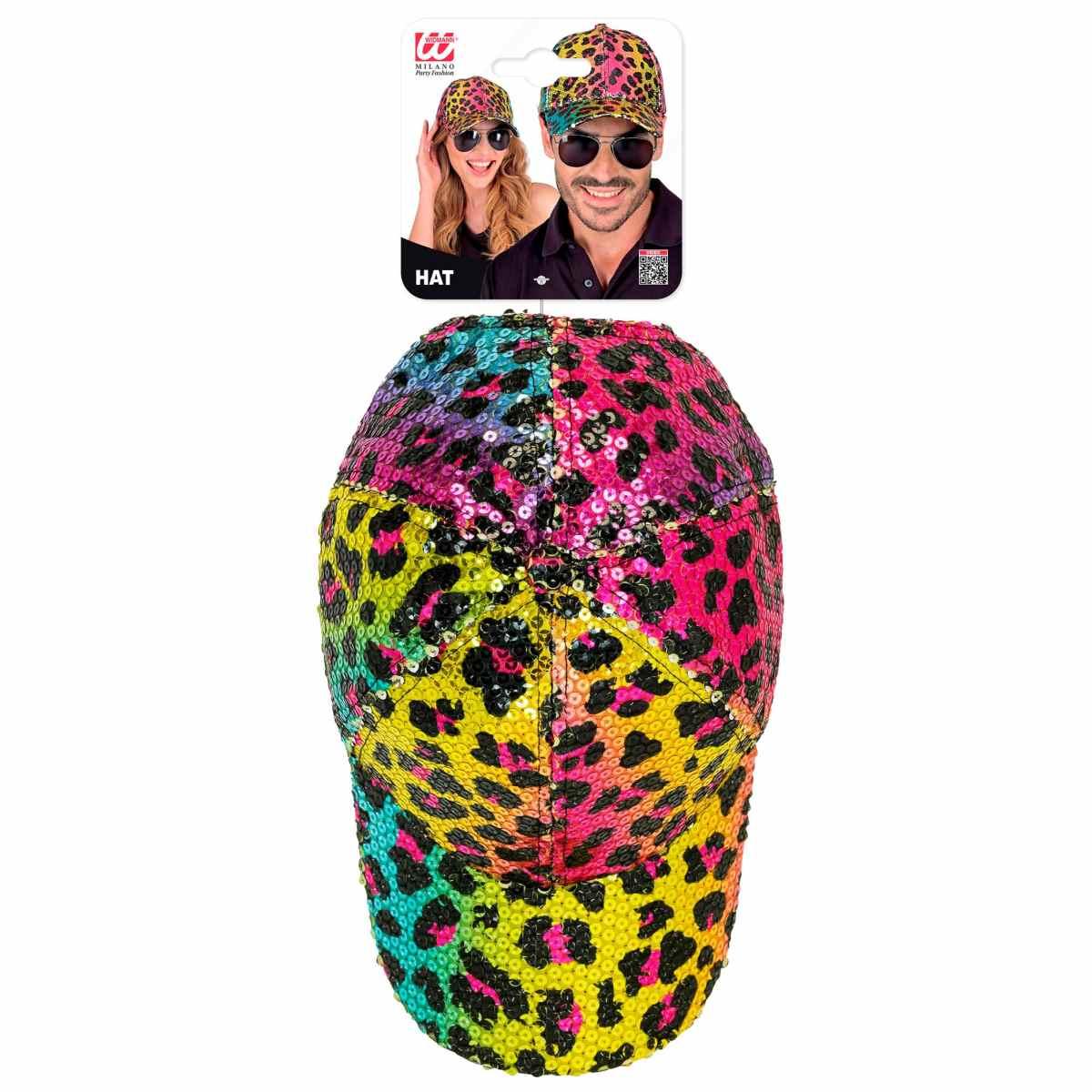 Cappello Berretto Animalier Leopardo Paillettes Multicolor |Widmann