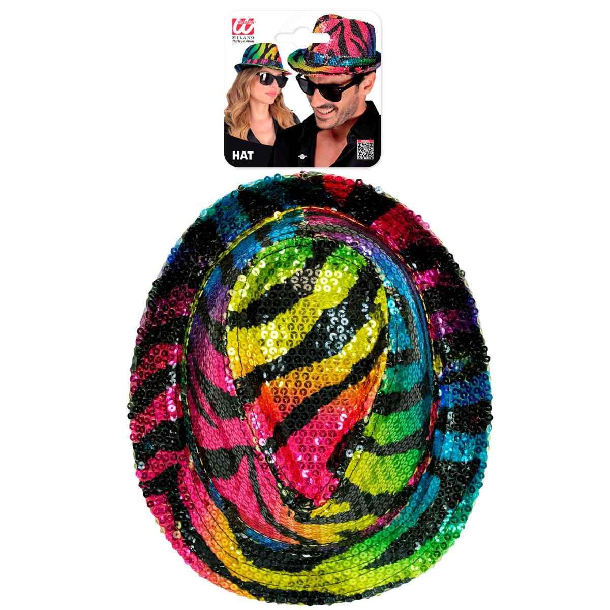 Cappello Borsalino Animalier Zebrato Paillettes Multicolor |Widmann