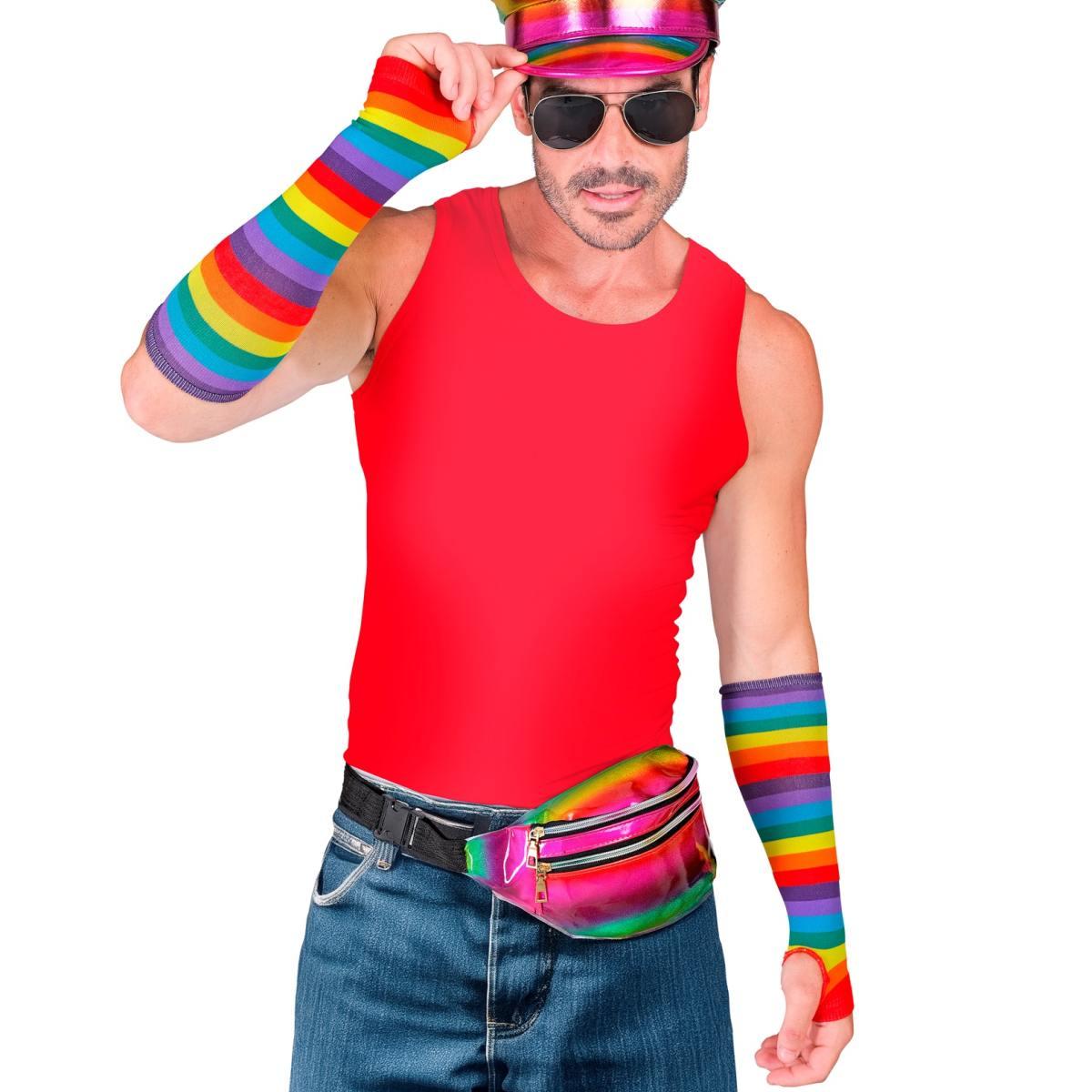 Guanti Lunghi Arcobaleno Multicolor Senza Dita cm.33 |Widmann