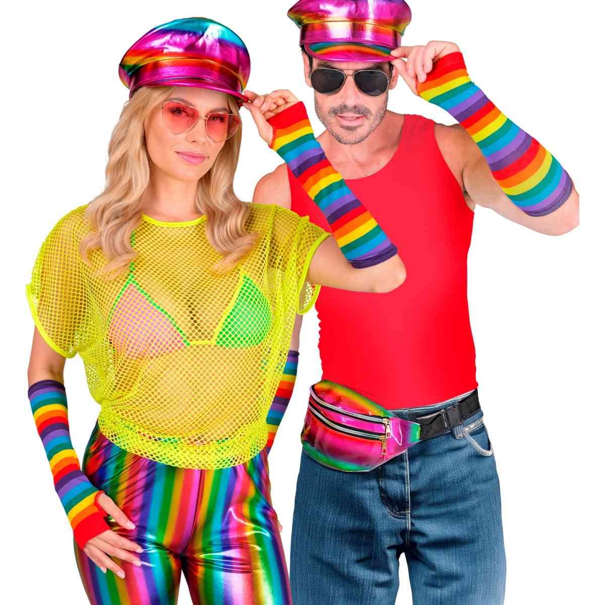 Guanti Lunghi Arcobaleno Multicolor Senza Dita cm.33 |Widmann