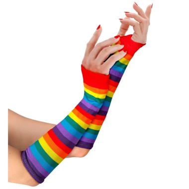 Guanti Lunghi Arcobaleno Multicolor Senza Dita cm.33 |Widmann
